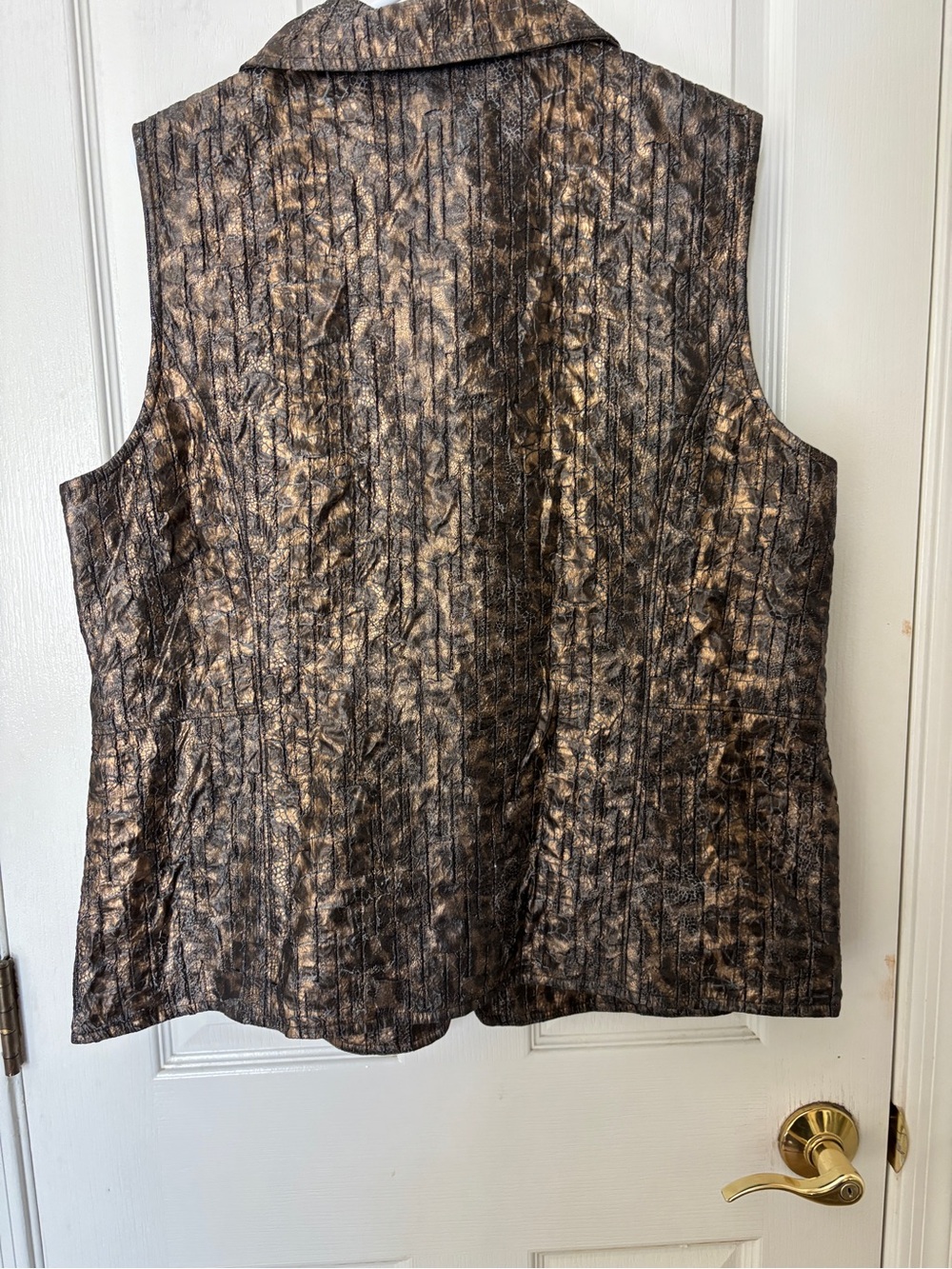 Zenergy by Chico’s Metallic Bronze Quilted Leopard Print Vest - Size 3/Women 16 - Picture 2 of 11